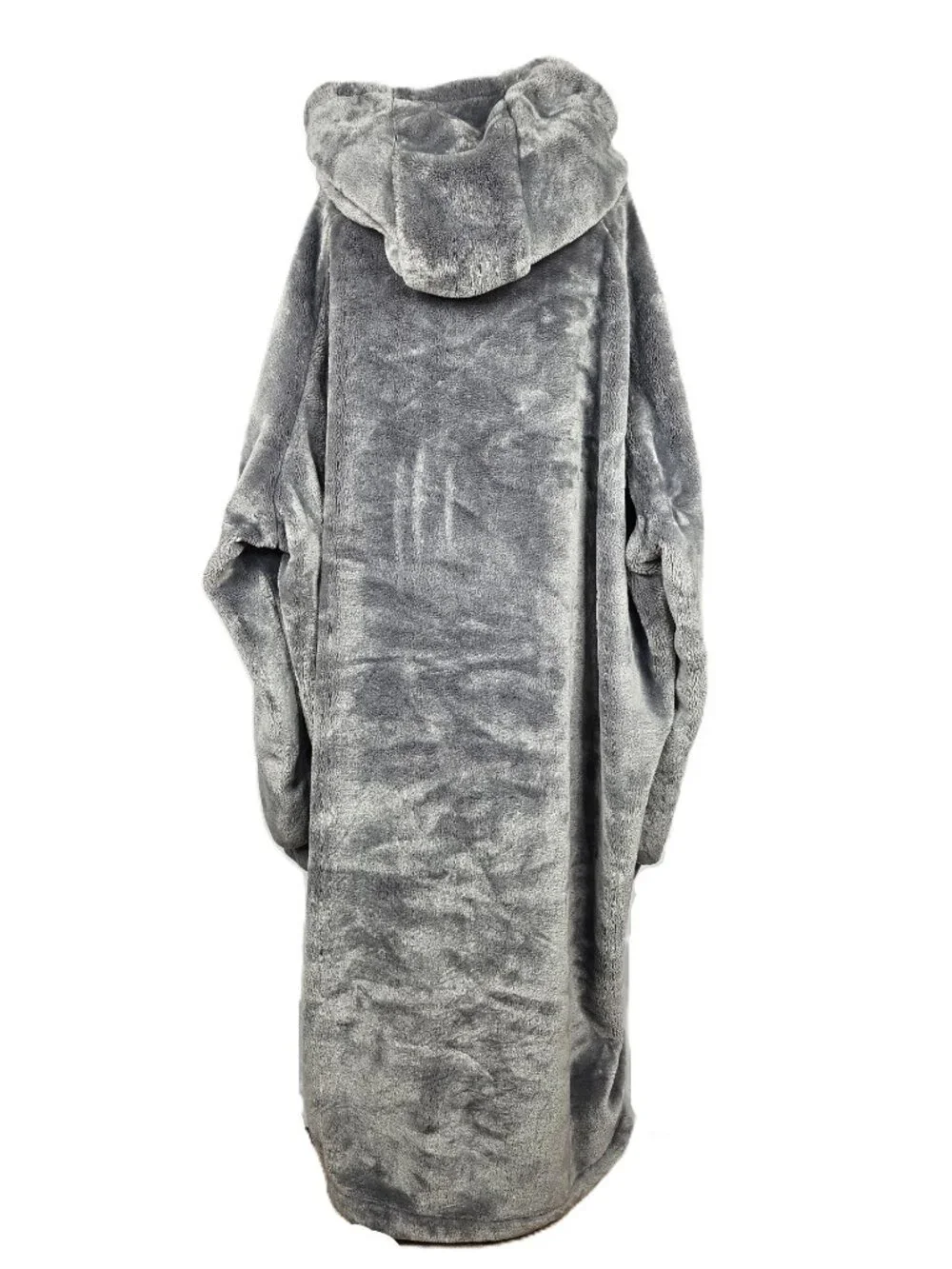 Oversized Hooded Wearable Blanket | Plush Gray Blanket Hoodie | One Size